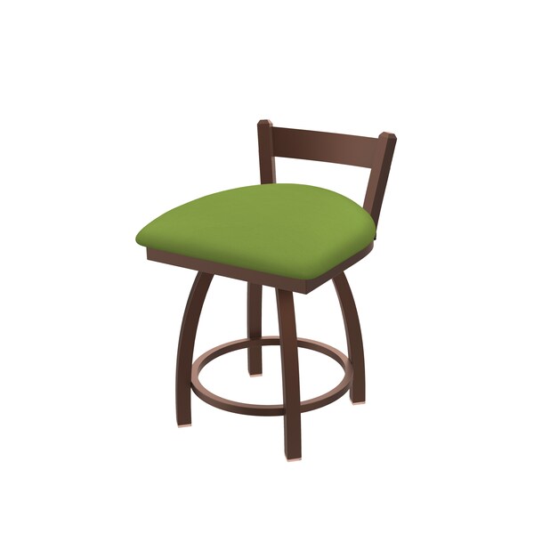 18" Low Back Swivel Vanity Stool, Bronze Finish, Canter Kiwi Green Seat